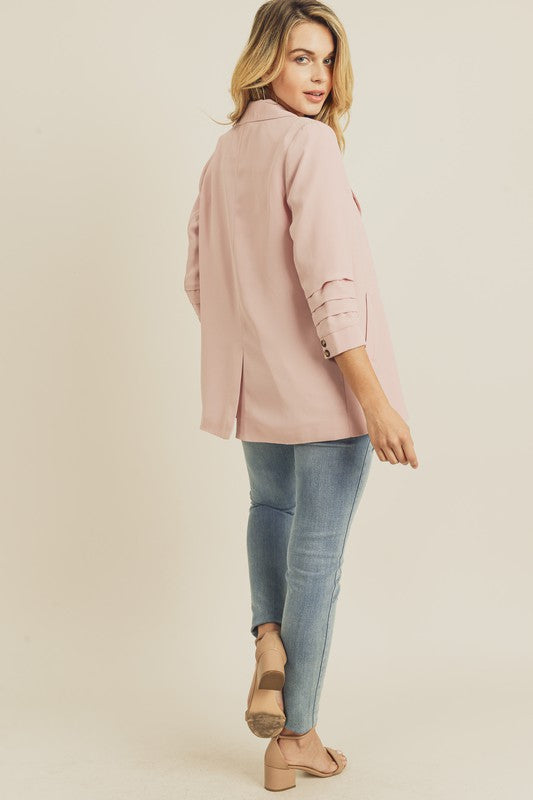 Tucked Sleeve Blazer With Pocket Detail - Pre-Order!