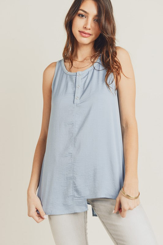 Woven Tank With Uneven Hem