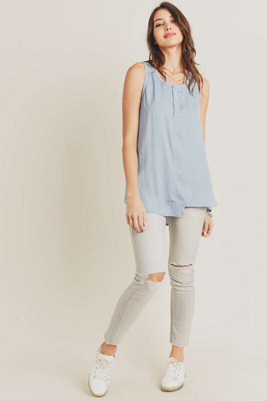 Woven Tank With Uneven Hem
