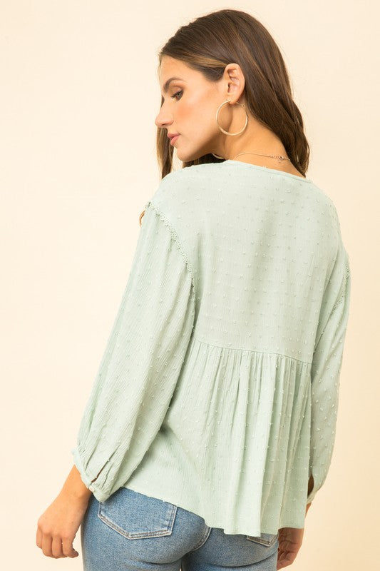 Lace Trimmed Blouse Top!
