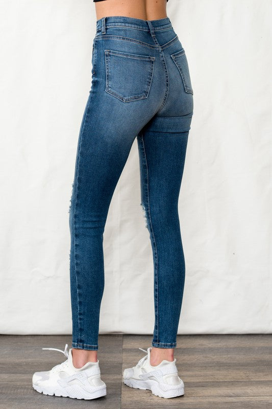 SP High Rise Skinny Jeans With Distressing!