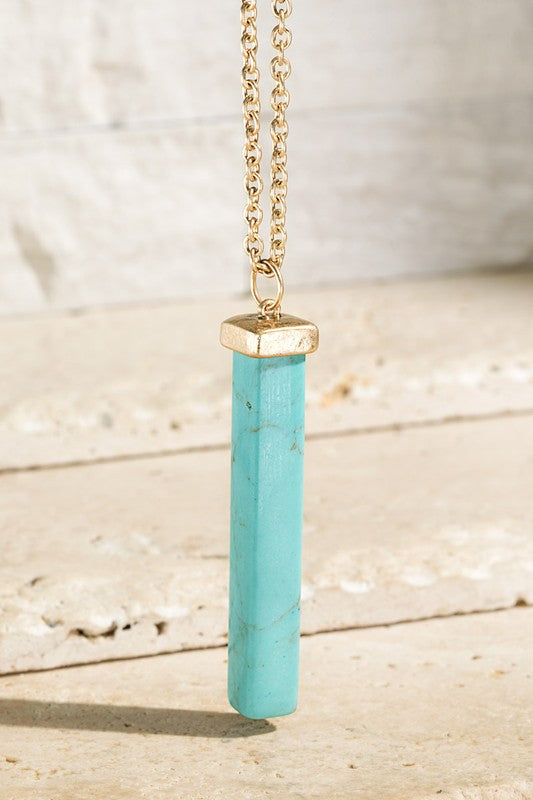 Natural Stone Bar Necklace!