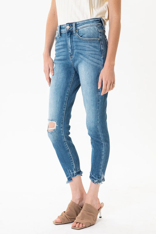 KC High Rise Ankle Skinny With Light Distressing!