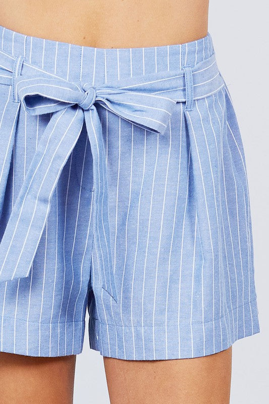 Waist Bow Tie Stripe Short Pant!