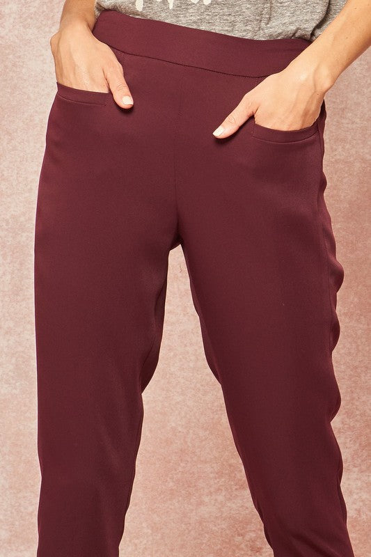 Solid Tapered Cropped Pants with Pockets !