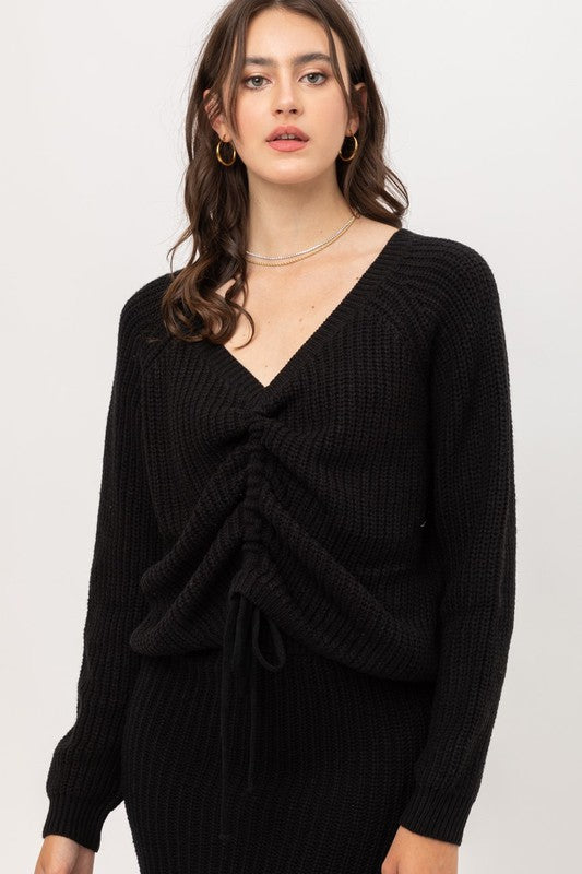 Front Tie Long Sleeve Sweater!