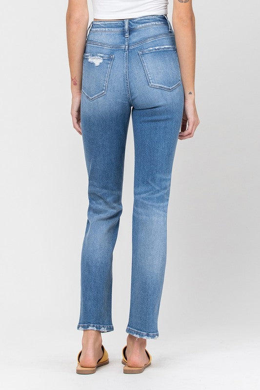 Vervet Super High Rise Distressed Straight Jean!