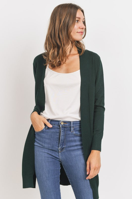 Solid Open Closure Sweater Knit Pocket Cardigan!