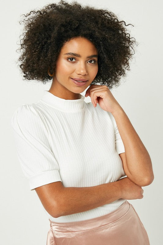 Womens Textured Puff Sleeve Top