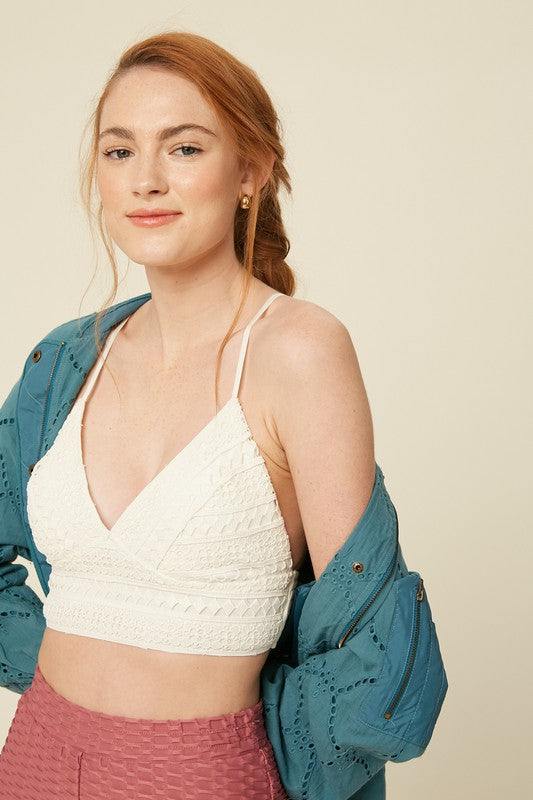 Stretched Embroidery Crochet Lace Bralette