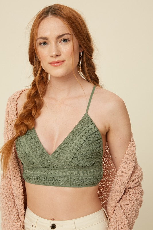Stretched Embroidery Crochet Lace Bralette