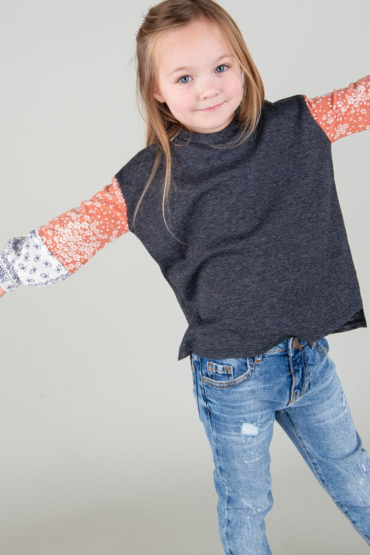 Kids Floral Sleeveless Solid Top!