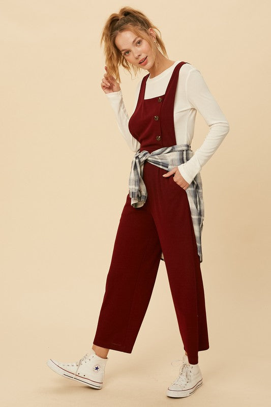 Square Neck Button Overall Jumpsuit!