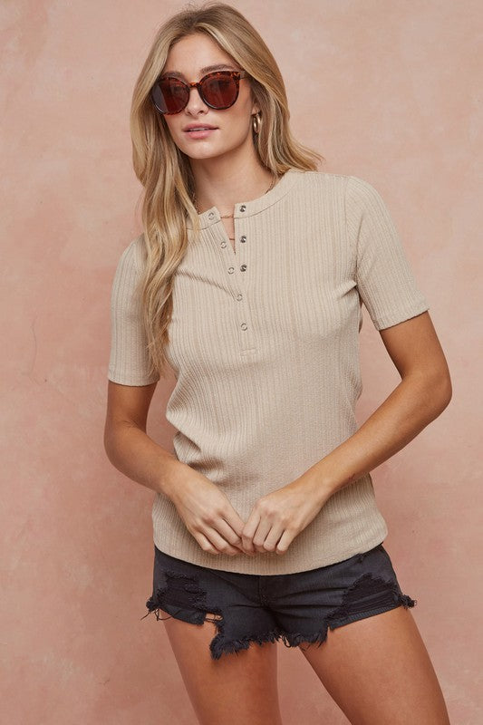3/4 Sleeve Top With Button Details