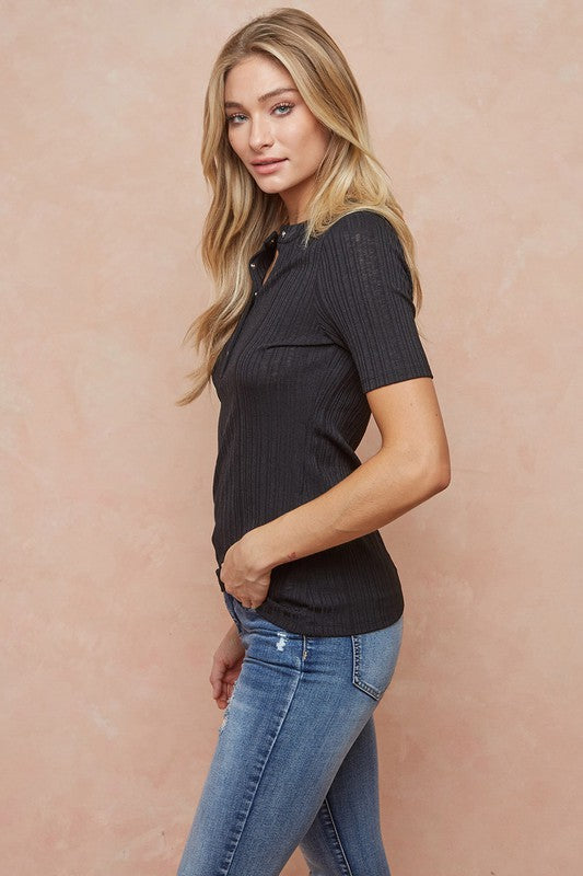 3/4 Sleeve Top With Button Details
