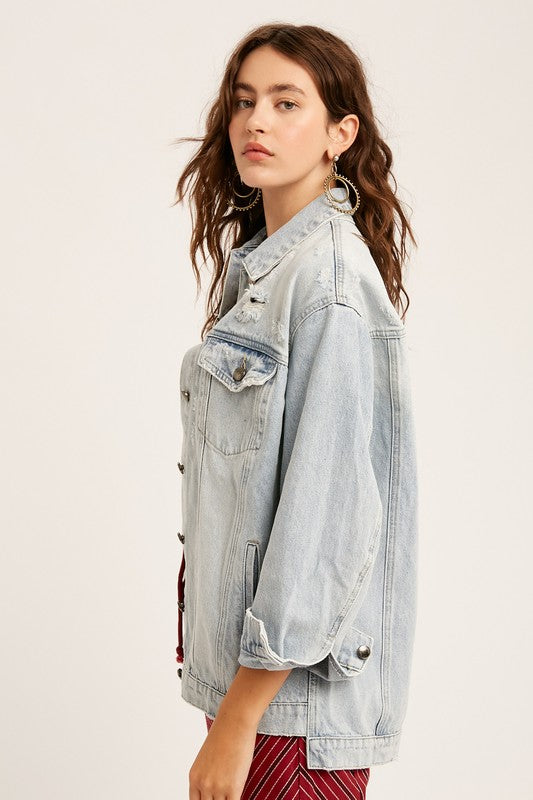 Oversized Ripped Boyfriend Denim Jacket!