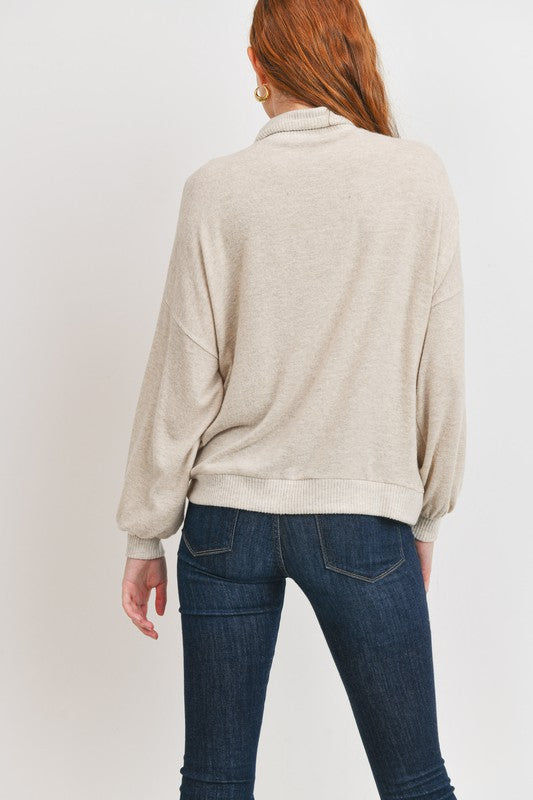 Turtle Neck Brushed Long Sleeve Top!