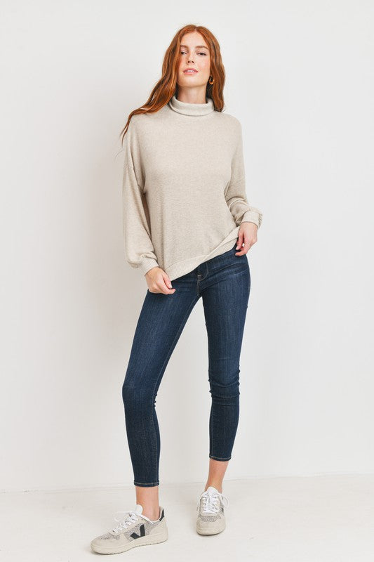 Turtle Neck Brushed Long Sleeve Top!