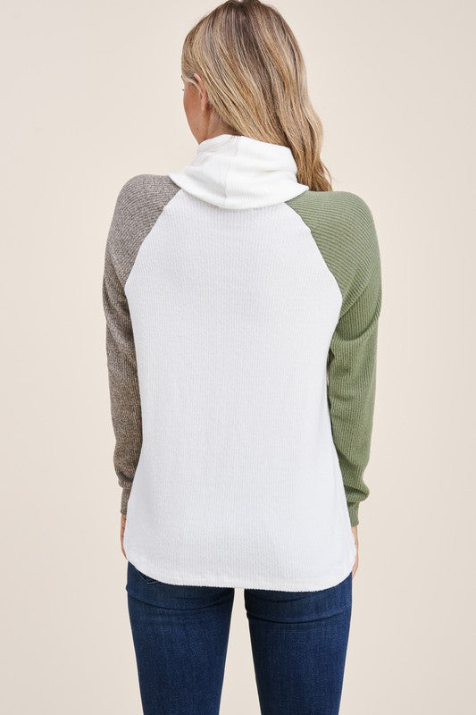 Color block long sleeve turtleneck sweater!