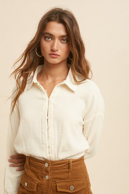 Garmet Washed Collared Button Up!