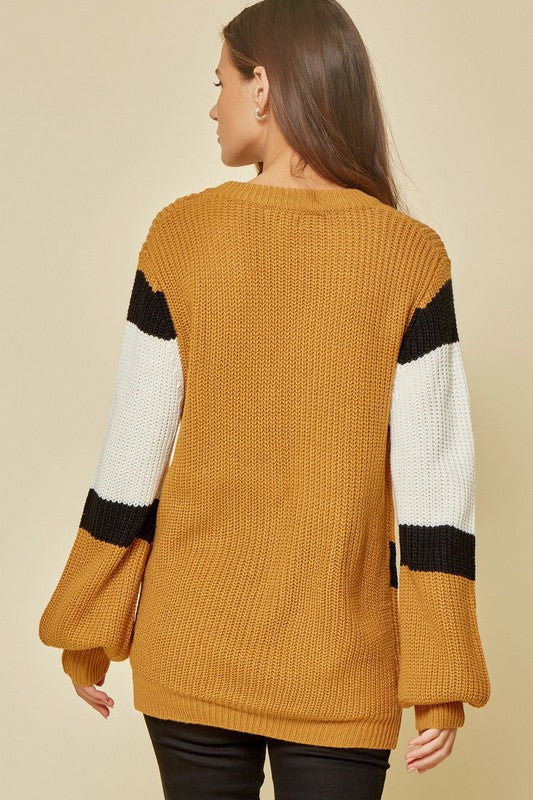 Mocha & Black Colorblock Sweater!