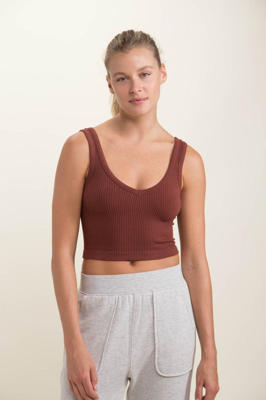 Ribbed Seamless Cropped Tank Top !