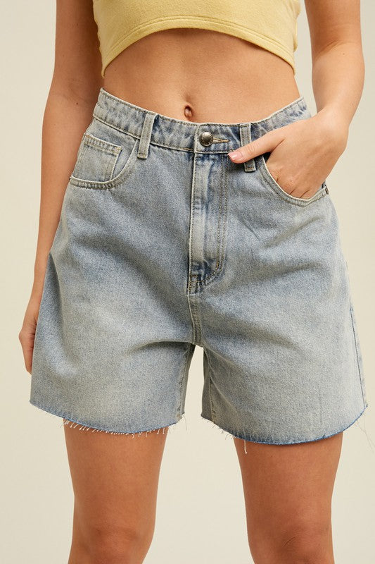 Boyfriend Vintage Washed Denim Shorts