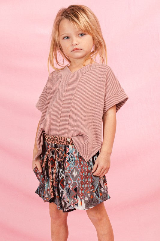 Kids Two Toned Ribbed V-Neck Top!