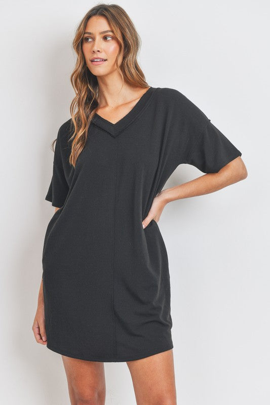 Soft French Terry V Neck T Shirt Dress!