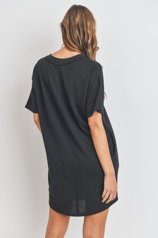 Soft French Terry V Neck T Shirt Dress!