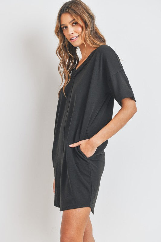 Soft French Terry V Neck T Shirt Dress!