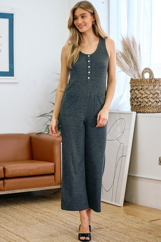 Ribbed Button Down Jumpsuit!