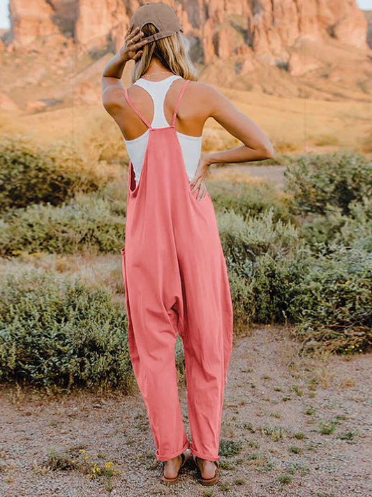Pre-Order Double Take Full Size Sleeveless V-Neck Pocketed Jumpsuit