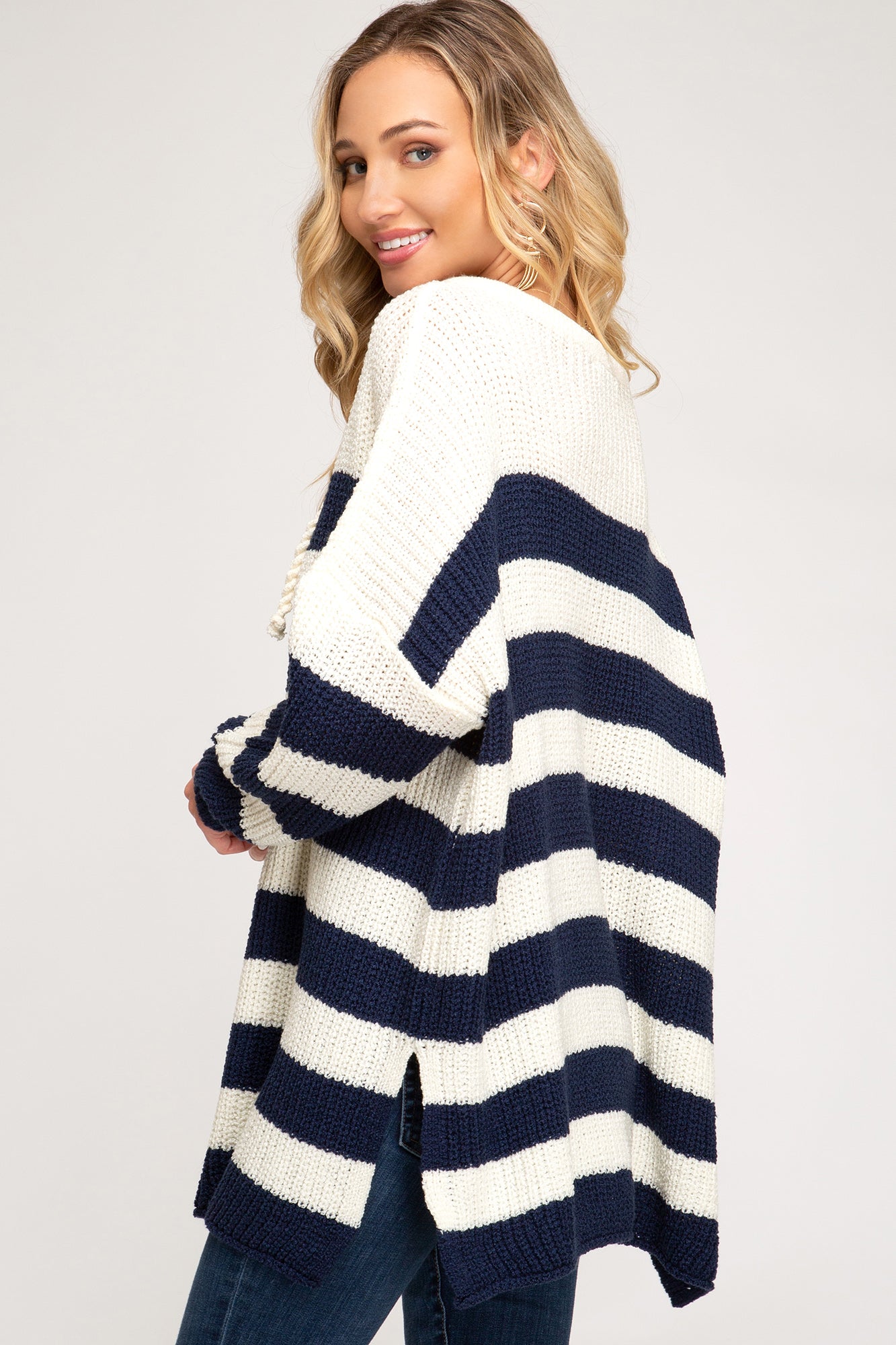 Striped Knit Pullover Sweater!