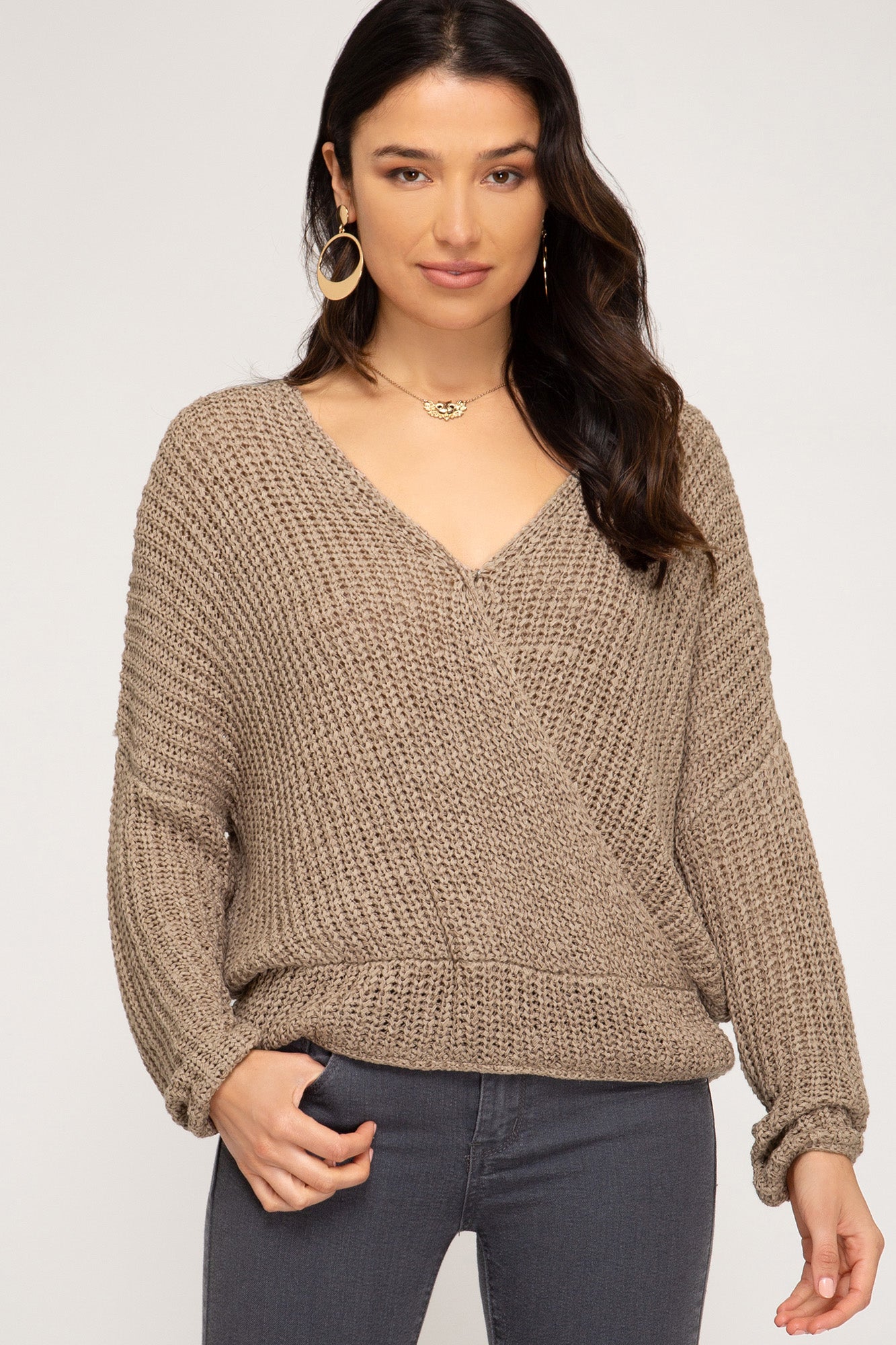Long Sleeve Sweater With Open Back!