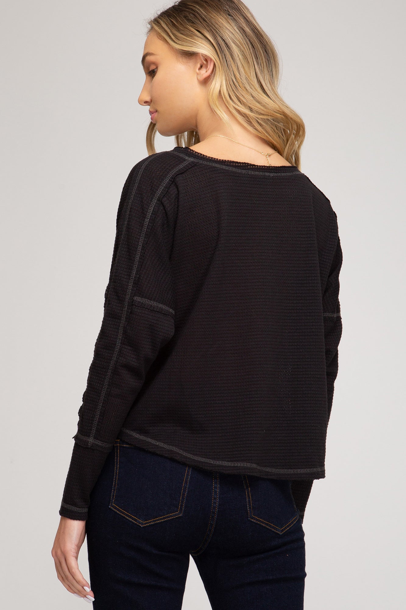 Long Sleeve Thermal Knit With Side Tie!