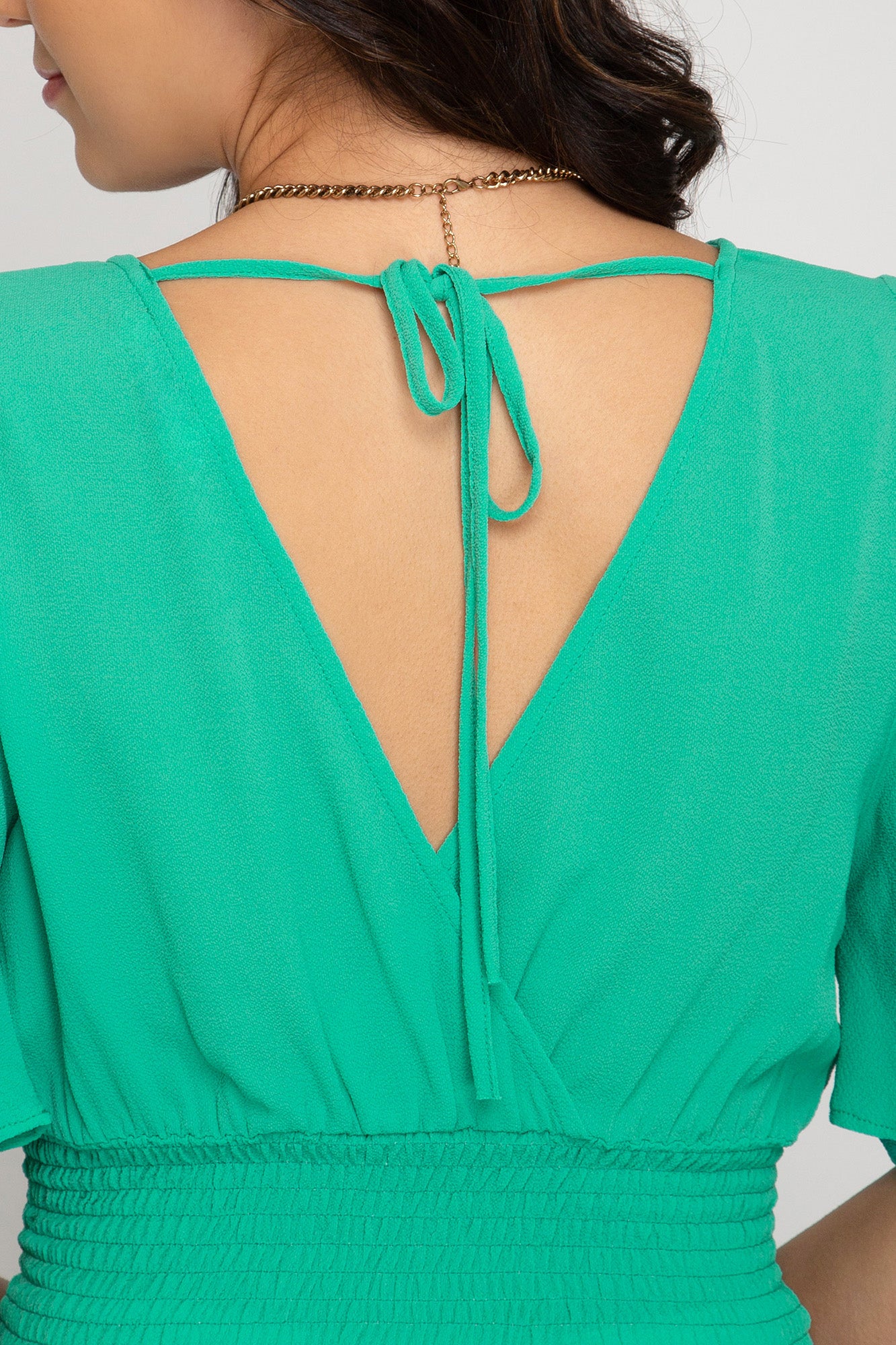 Surplice Top With Smocked Waistband In Jade!