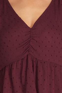 Short Sleeve Woven Top In Wine Color!
