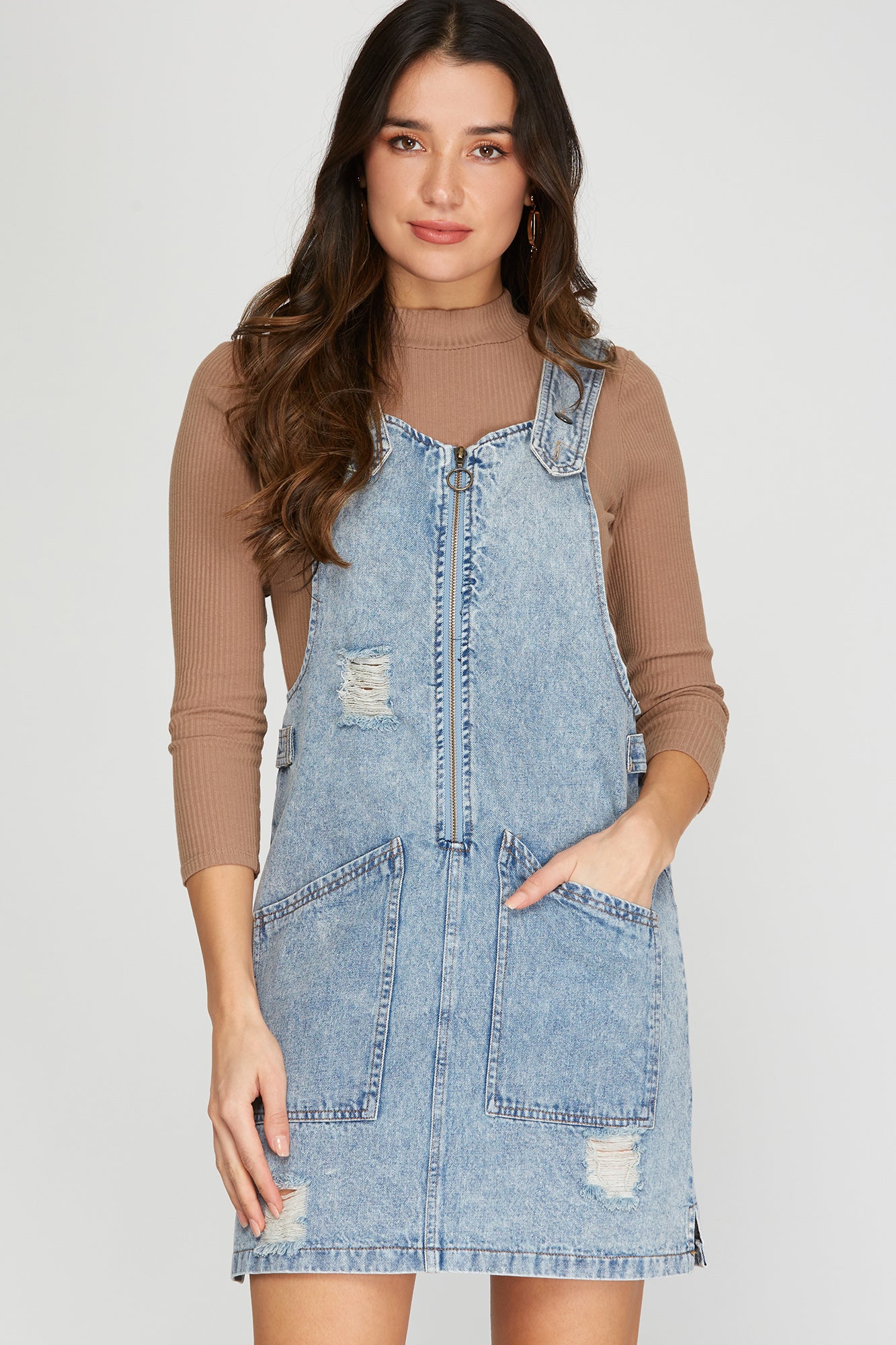 Zip Up Front Overall Dress!
