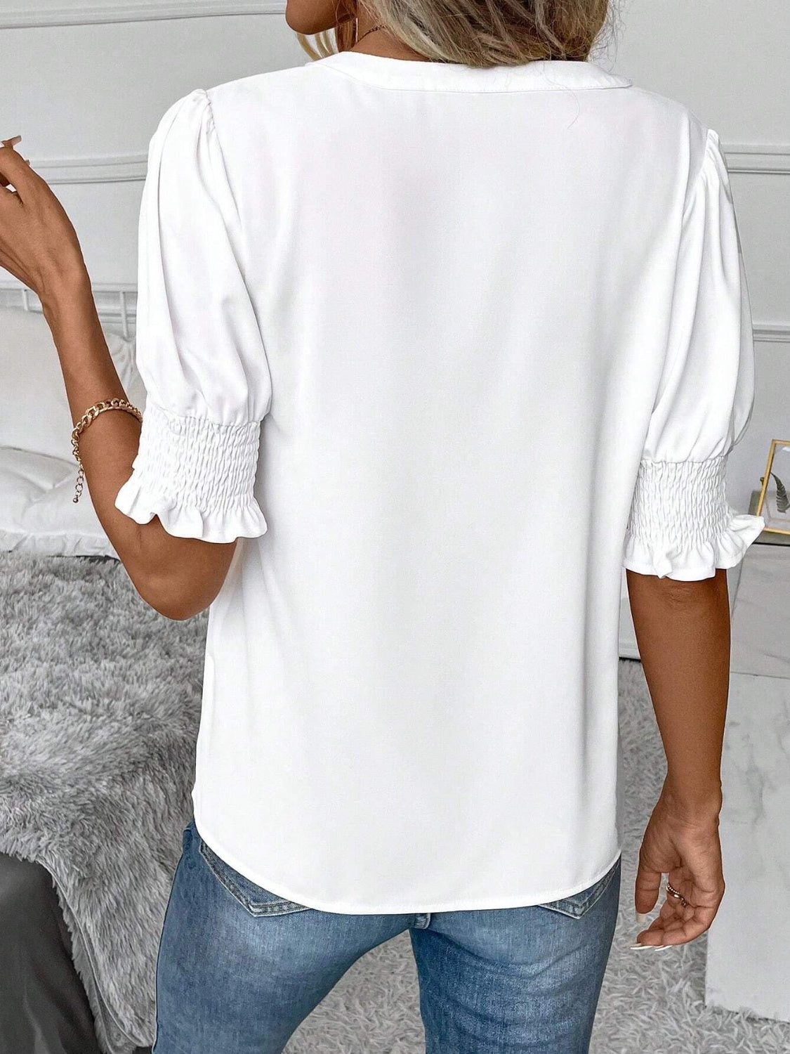 Pre-Order Notched Short Sleeve Blouse