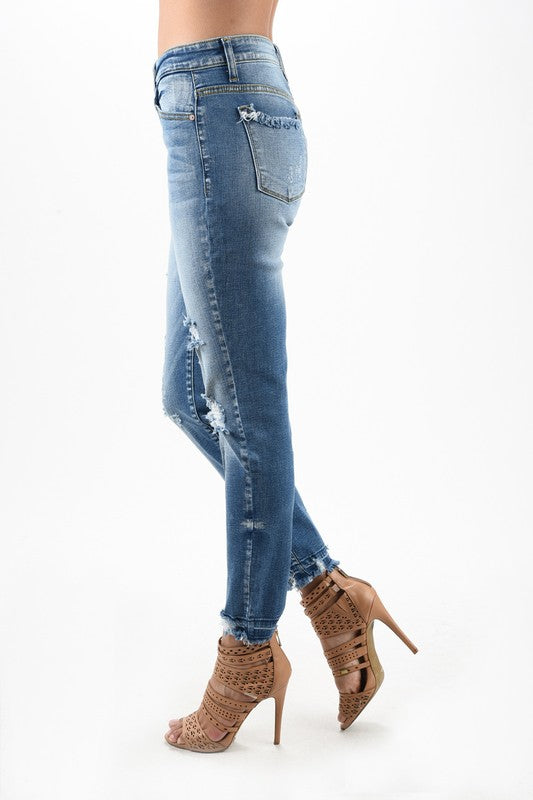 High Rise Skinny's With Distressing!