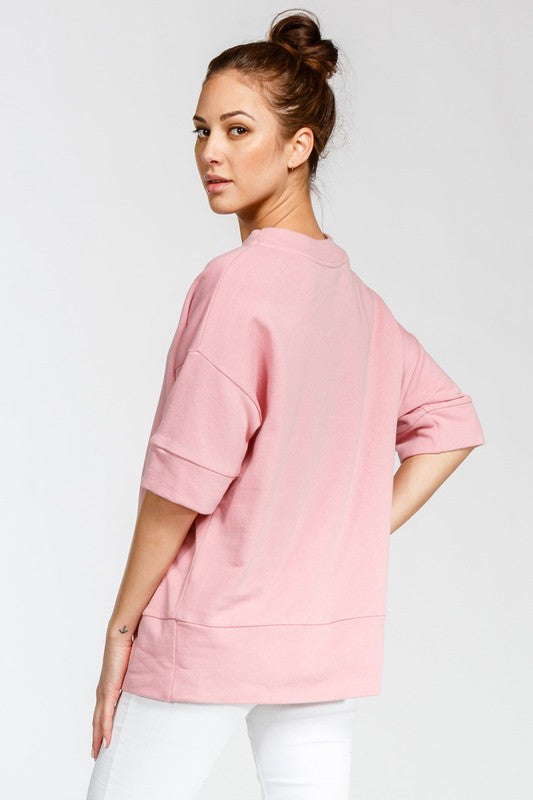 Elbow Sleeves Cotton Terry Top!