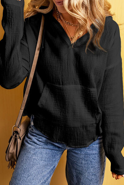 Pre-Order Pocketed Drawstring Dropped Shoulder Hoodie