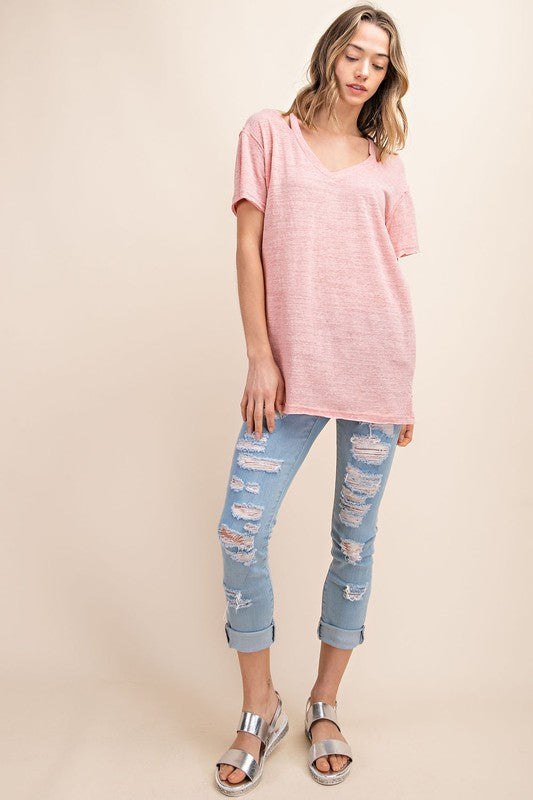 Tri-Blend Cutout Top!