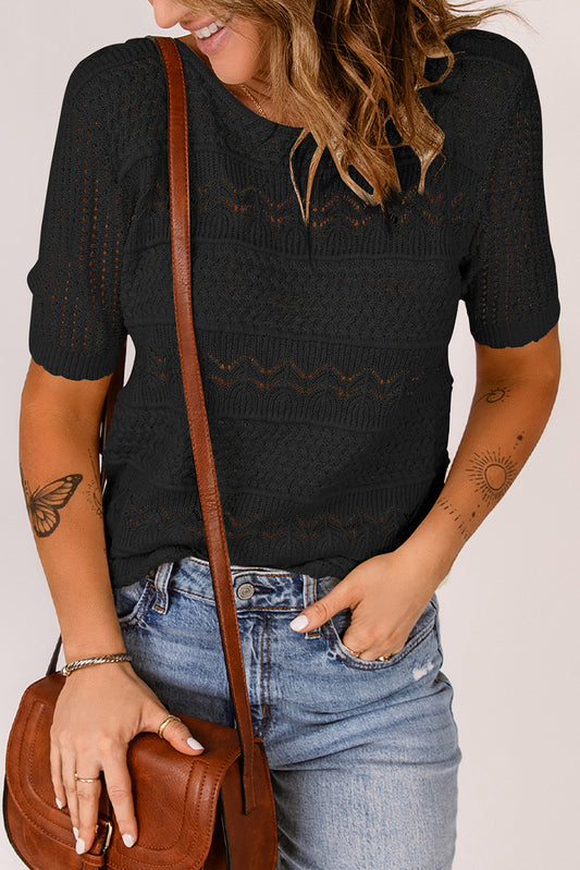 Pre-Order Round Neck Short Sleeve Knit Top
