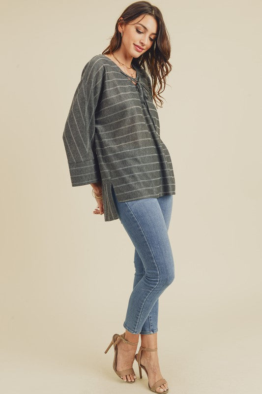 Front Eyelet Detail Long Sleeve Tunic