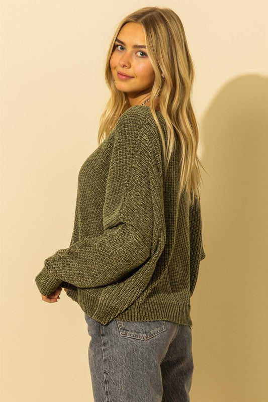 V-Neck Olive Sweater!