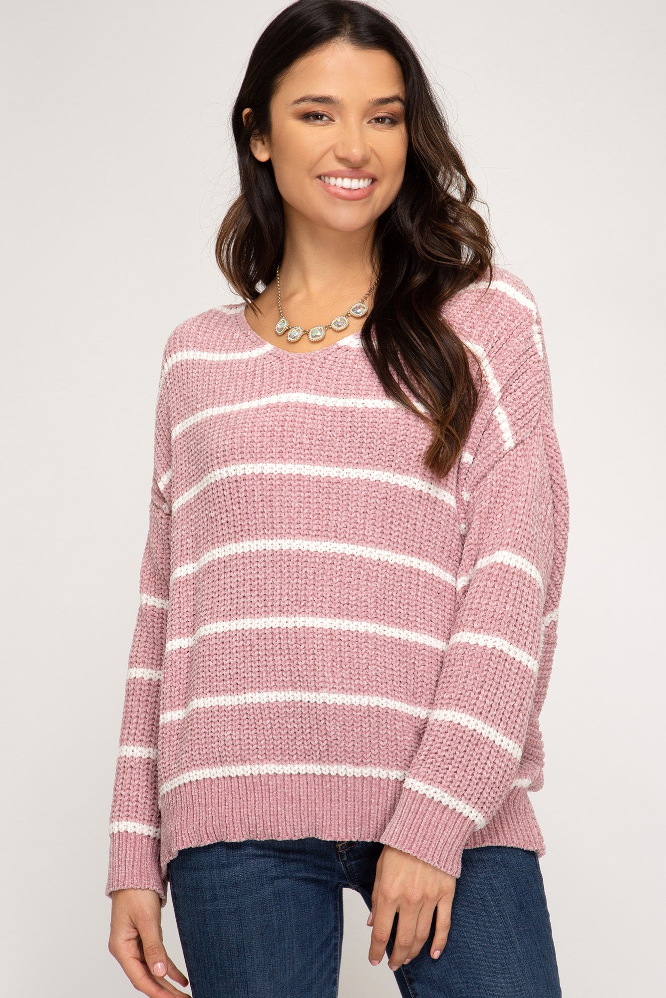 Long Sleeve Sweater With Open Back!