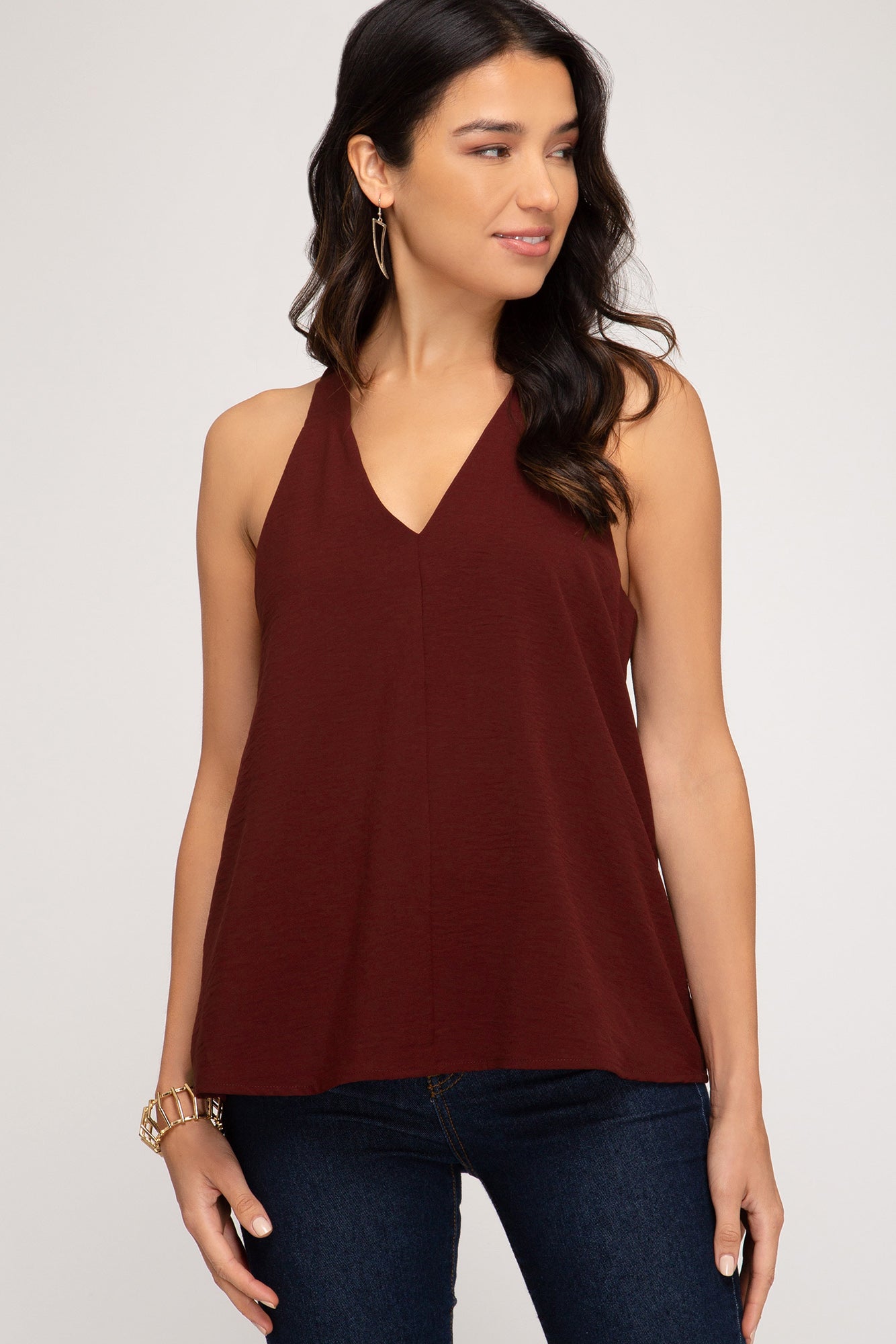Sleeveless Blouse Top With Cross Detail!