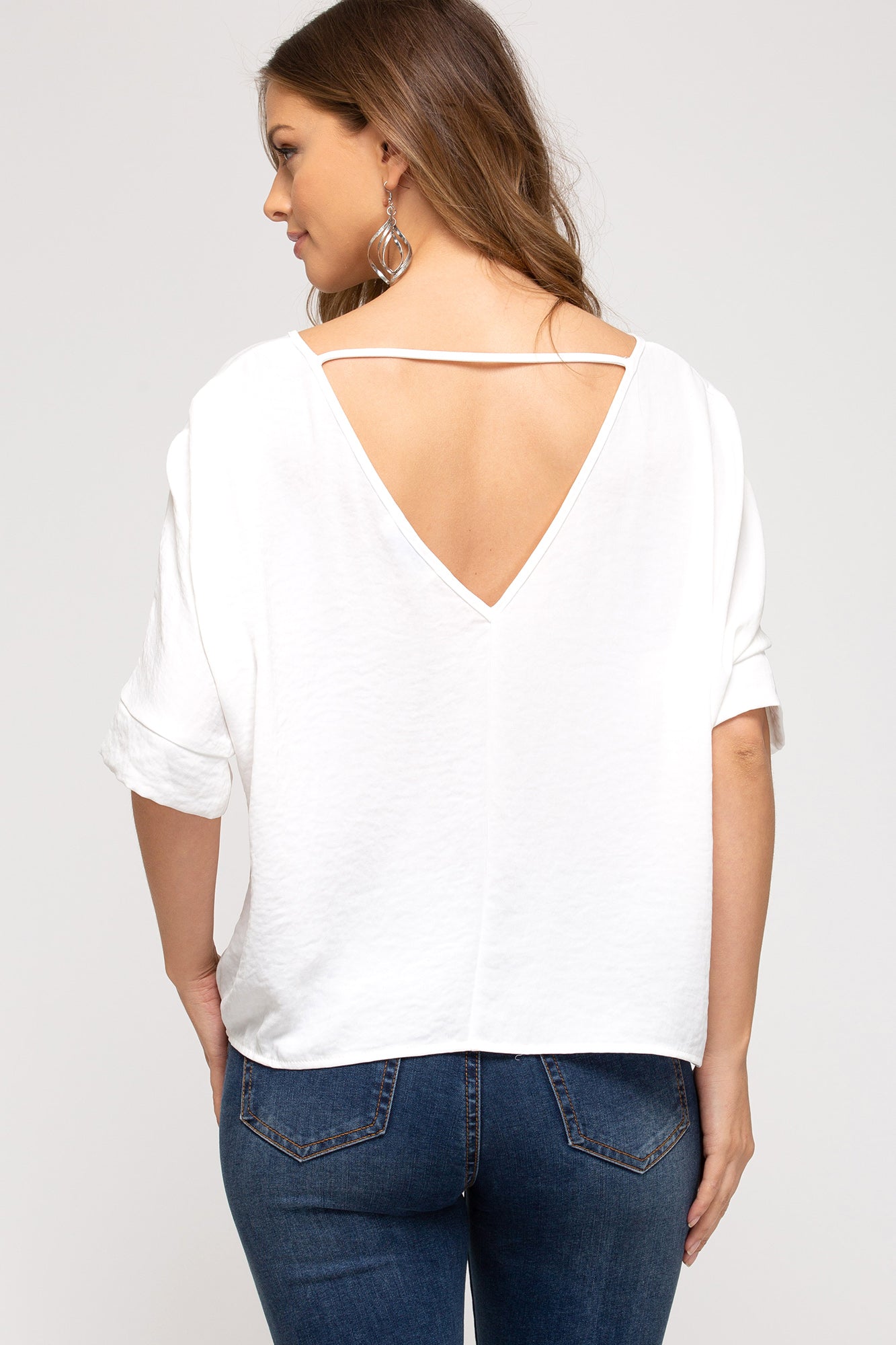 Short Sleeve Top With Open Back!